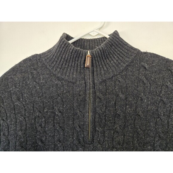 J Crew Sweater Mens L Grey 1/4 Zip Lambswool Angora Rabbit Cashmere Cable Knit - Picture 2 of 8